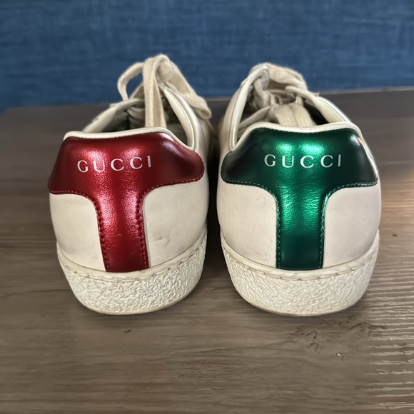 Gucci Aces Blade Print Low Off White Distressed Sneakers Size 6.5 - Picture 7 of 12